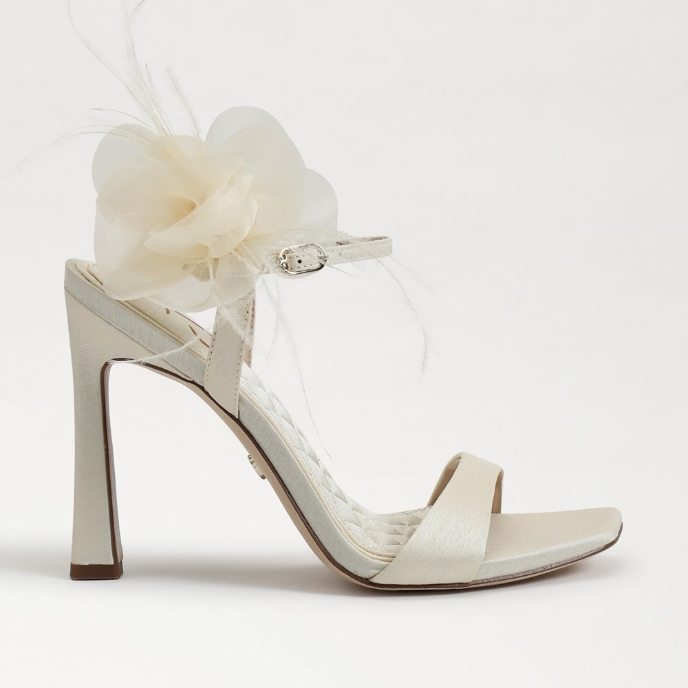 Sam Edelman Flower Strap Cream Heels